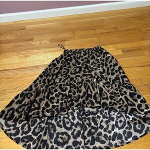High Low Leopard Flary Skirt